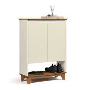 Sapateira Hall Vertical com 2 Portas Flow para Entrada Quarto Amarzenamento Premium Cor Off White