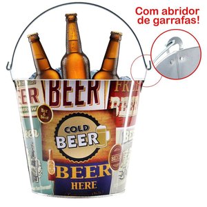 Kit 2 Baldes de Gelo para Cerveja Estampado em Metal Galvanizado 4,8 Litros
