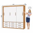Ver imagem 4 de Guarda-Roupa 3 Portas Correr 09 Gavetas Anjos Marrom/Cinamomo/Branco