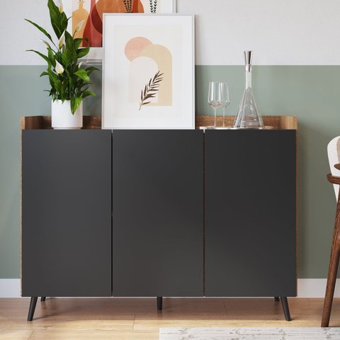 Buffet Aparador com 3 Portas AP0012 Preto/Mel