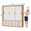 Ver imagem 5 de Guarda-Roupa 3 Portas Correr 9 Gavetas Anjos Marrom/Cinamomo/Off White