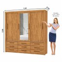 Ver imagem 4 de Guarda-Roupa 3 Portas Correr com Espelho 9 Gavetas Anjos Marrom/Cinamomo