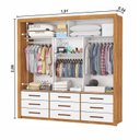 Ver imagem 5 de Guarda-Roupa 3 Portas Correr com Espelho 9 Gavetas Anjos Marrom/Cinamomo/Branco