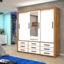 Ver imagem 1 de Guarda-Roupa 3 Portas Correr com Espelho 9 Gavetas Anjos Marrom/Cinamomo/Branco