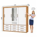 Ver imagem 4 de Guarda-Roupa 3 Portas Correr com Espelho 9 Gavetas Anjos Marrom/Cinamomo/Branco