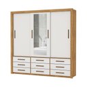 Ver imagem 3 de Guarda-Roupa 3 Portas Correr com Espelho 09 Gavetas Anjos Marrom/Cinamomo/Off White