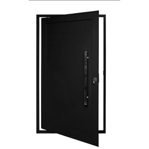 Porta pivotante alumínio lambril Preto Direita 230x110