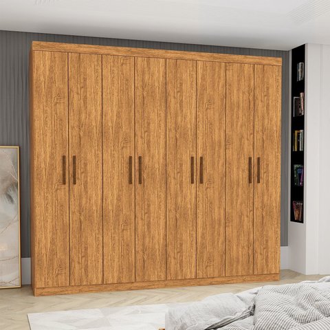 Guarda-Roupa Stanley 8 Portas 4 Gavetas Marrom/Cinamomo