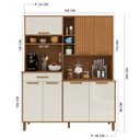 Ver imagem 3 de Armário de Cozinha Frisado 7 Portas 1 Gaveta 160cm Roma Marrom/Freijó/Off White