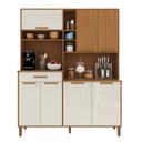 Ver imagem 2 de Armário de Cozinha Frisado 7 Portas 1 Gaveta 160cm Roma Marrom/Freijó/Off White