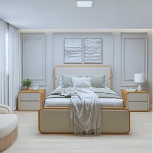 Cama de Casal com 2 Mesas de Cabeceiras Loop