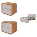 Ver imagem 3 de Cama de Casal com 2 Mesas de Cabeceiras Loop Marrom