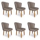 Ver imagem 1 de Kit 6 Cadeiras de Jantar Pétala Estofada Pés Palito Veludo Cappuccino - Montanaris Decor