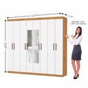 Ver imagem 4 de Guarda-Roupa Stanley 8 Portas 4 Gavetas com Espelho Marrom/Cinamomo/Branco