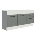 Ver imagem 1 de Balcão De Pia 150 Cm 2 Portas E 2 Gavetas Branco/Cinza