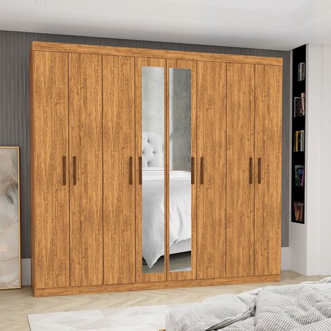 Guarda-Roupa Stanley 8 Portas 4 Gavetas Plus Marrom/Cinamomo