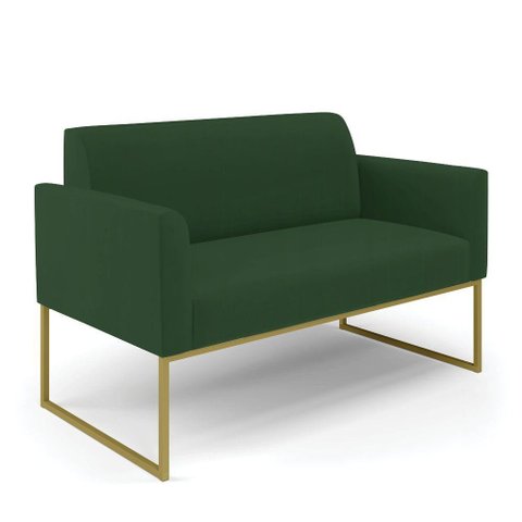 Sofá Namoradeira Base Industrial Dourado Marisa Veludo D03 - D\'rossi Cor Verde