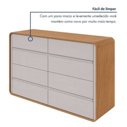 Quarto Completo Cama Solteiro com Cômoda 8 Gavetas e Mesa de Cabeceira - 9
