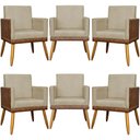 Ver imagem 1 de Kit 6 Poltronas Decorativas para Escritório Lis Corino e Suede Cores Pé 30cm - Nude, Suede/corino