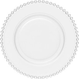 Kit 24 Pratos Rasos de Vidro Cristal 28cm Transparente Pearl Wolff Restaurante Buffet Redondos - 1