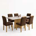 Ver imagem 2 de Conjunto de Mesa de Jantar 6 Lugares com Tampo de Vidro e MDF Carol Cinamomo