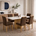 Ver imagem 1 de Conjunto de Mesa de Jantar 6 Lugares com Tampo de Vidro e MDF Carol Cinamomo