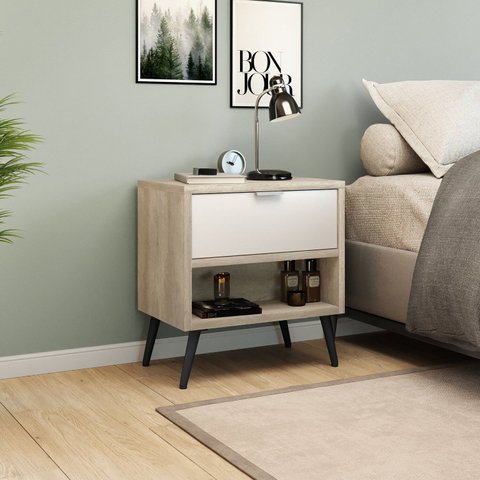 Mesa de Cabeceira 1 Gaveta 45cm x 60cm Branco