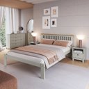 Ver imagem 1 de Cama de Casal Júlia de Madeira Maciça com Lastro Verde/Frost/Oak