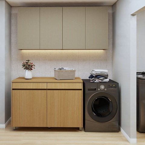 Lavanderia Modulada 3 Peças 6 Portas 2 Gaveta Simone Mendes