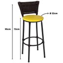 Ver imagem 2 de Kit 2 Banquetas Altas Preta com Encosto Junco Argila Assento Amarelo