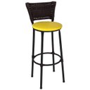 Ver imagem 3 de Kit 2 Banquetas Altas Preta com Encosto Junco Argila Assento Amarelo