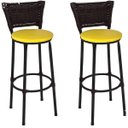 Ver imagem 1 de Kit 2 Banquetas Altas Preta com Encosto Junco Argila Assento Amarelo