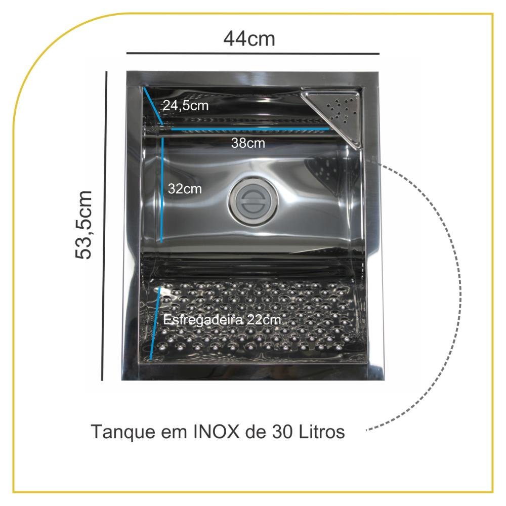 Balcão de Lavanderia 100% Mdf para Bujão de Gás Tanque Inox - 4