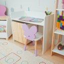 Ver imagem 5 de Escrivaninha Infantil Bancada Organizadora P - Borboletinha Kit Livro Educativo em Madeira - Lilás