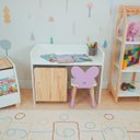 Ver imagem 4 de Escrivaninha Infantil Bancada Organizadora P - Borboletinha Kit Livro Educativo em Madeira - Lilás