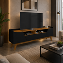 Ver imagem 1 de Rack para TV Ate 65 Polegadas Florenca Preto Fosco Naturele Bechara