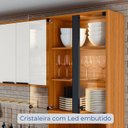 Ver imagem 6 de Paneleiro Cristaleira 4 Portas Ravena Bege/Freijo/Off Acetinado