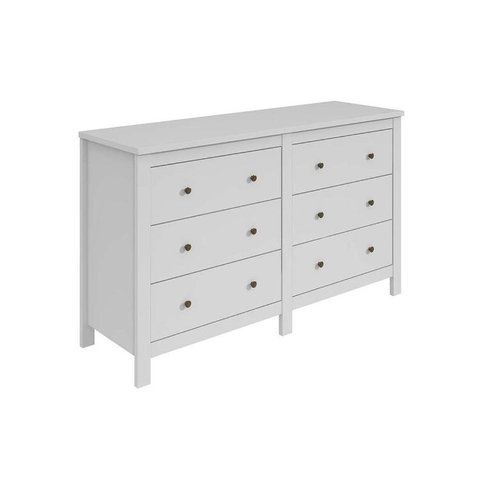 Cômoda de Quarto Horizontal Maggiore C/ 6 Gavetas Branco - Lopas
