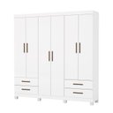 Ver imagem 2 de Guarda-Roupa 6 Portas 4 Gavetas com Pés Genova Branco