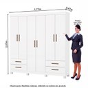 Ver imagem 3 de Guarda-Roupa 6 Portas 4 Gavetas com Pés Genova Branco