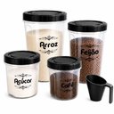 Ver imagem 1 de Conjunto de Potes para Mantimentos Nitron Plastico PP com Medidor 5 Pecas Organizador Cozinha