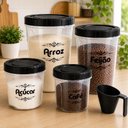 Ver imagem 4 de Conjunto de Potes para Mantimentos Nitron Plastico PP com Medidor 5 Pecas Organizador Cozinha