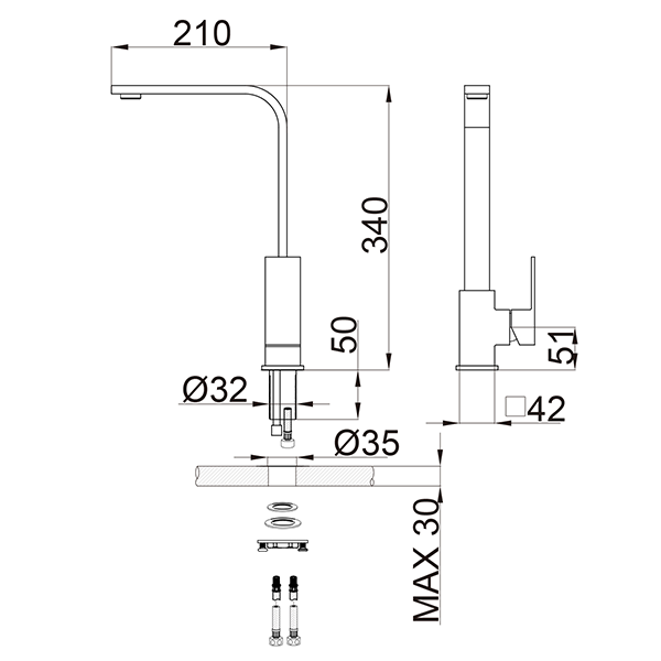 Torneira Misturador Monocomando Rose Fosco Quadrado para Cozinha ou Banheiro Bica Giratória - 6