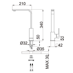 Torneira Misturador Monocomando Rose Fosco Quadrado para Cozinha ou Banheiro Bica Giratória - 6