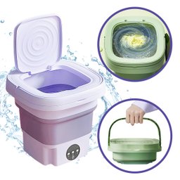 Mini Máquina de Lavar Roupas Dobrável Portátil 6,5 Litros:verde - 1