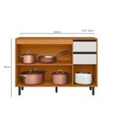 Ver imagem 4 de Balcão para Cozinha 120cm 3 Portas 2 Gavetas com Tampo Ravena Bege/Freijo/Off Acetinado