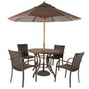 Ver imagem 1 de Kit 4 Cadeiras Ascoli Fibra Sintética Tabaco, Mesa + Ombrelone Central Marrom