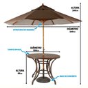 Ver imagem 3 de Kit 4 Cadeiras Ascoli Fibra Sintética Tabaco, Mesa + Ombrelone Central Marrom