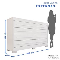 Cômoda para Quarto 8 Gavetas Diamante Espresso Móveis - 4