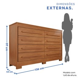 Cômoda para Quarto 8 Gavetas Diamante Espresso Móveis - 4